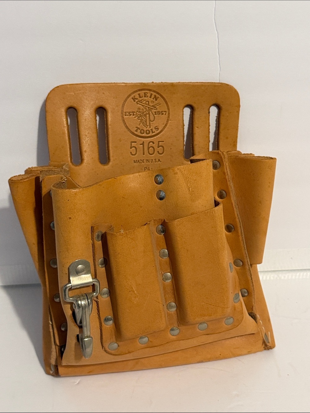 Klein Leather 10 Pocket Tool Pouch - Tan. Made in USA